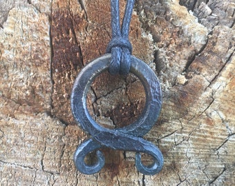 Hand Forged Iron Troll Cross Pendant, Viking Jewelry