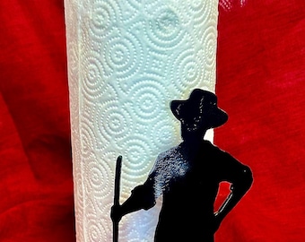 Hand Forged Farmer Paper Towel Holder - Rustic Pitchfork Silhouette