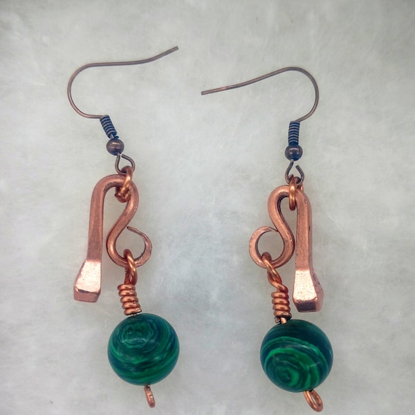 Copper horseshoe nail earrings