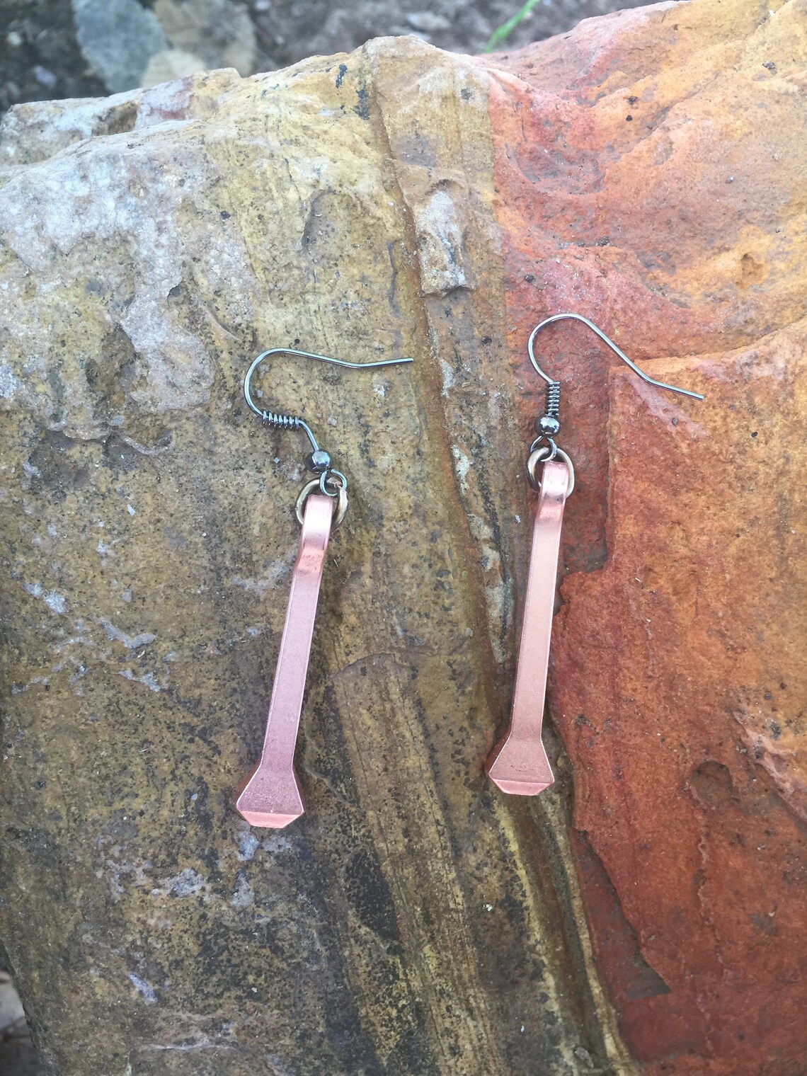 Copper Horseshoe Nail Heart Earrings Horseshoe Nail Jewelry Etsy