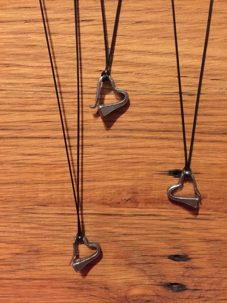 Horseshoe Nail Heart Pendant Horseshoe Nail Necklace Etsy