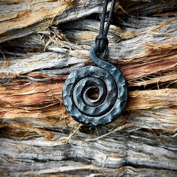 Hand-Forged Iron Spiral Pendant – A Symbol of Life’s Journey, Strength & Resilience