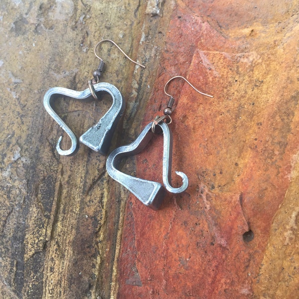 Horseshoe Nail Heart Earrings, Western Jewelry