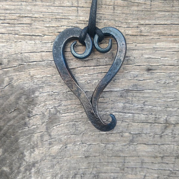 Iron heart pendant, blacksmith pendent, forged jewelry, viking necklace, viking jewelry, celtic necklace, celtic pendant