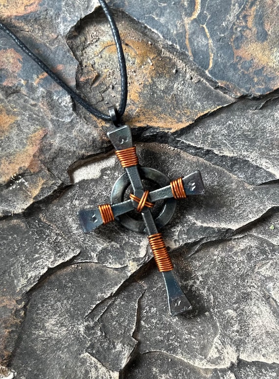 Large Horseshoe Nail Celtic Cross Pendant, Horseshoe Nail Celtic