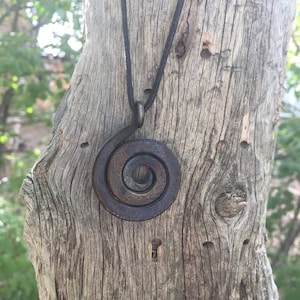 Iron spiral pendant, blacksmith pendent, forged jewelry, viking necklace, viking jewelry, celtic necklace, celtic pendant, celtic jewelry