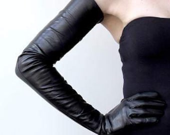 ELEGANT AUTUMN real leather gloves - women gloves - shoulder long gloves - fall gloves - opera long gloves - winter gloves - vintage gloves