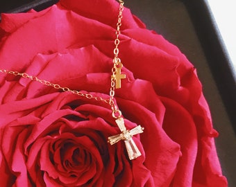 Cross Necklace Gold Filled 14K with Cubic Zirconia