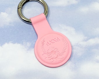Custom Silicone AirTag Case Laser Engraved Name Initials Floral Sunflower Dog Tag Personalized