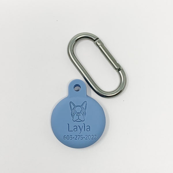 Custom Silicone AirTag Case Laser Engraved Name Initials Puppy Bulldog  Frenchie Dog Tag Personalized