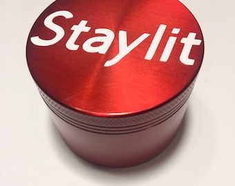 Herb Grinder carattere bianco rosso StayLit Custom Spice Grinder 4 pezzo 55 millimetri W / strumento di pulizia