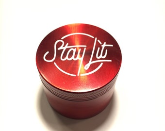 Herb Grinder Bianco Font Rosso StayLit Custom Spice Grinder 4 Pezzo 55mm W/ Strumento di pulizia