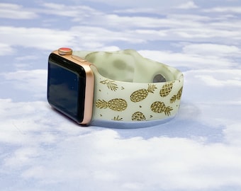 Ananas glow in the dark engraved silicone Apple Watch Band 38/40 42/44 4 colori disponibili