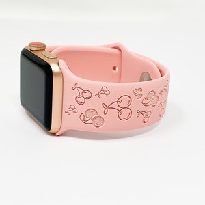 Cherries Fruit Engraved Silicone Apple Watch Band 38/40 42/44 16 colors available
