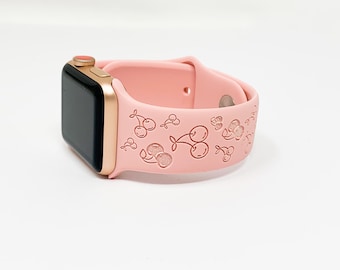 Cherries Fruit Engraved Silicone Apple Watch Band 38/40 42/44 16 colors available