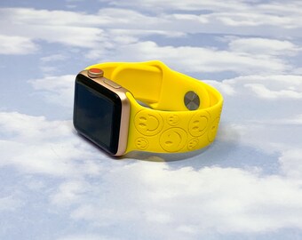 Smiley Faces Engraved Silicone Apple Watch Band 38/40 42/44 16 colors available
