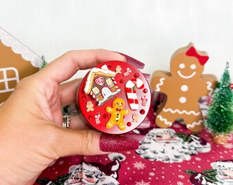 Cute Gingerbread man Swarovski Crystal Custom Spice Grinder 4 Piece 55mm W/ Cleaning Tool stocking stuffer stoner gift
