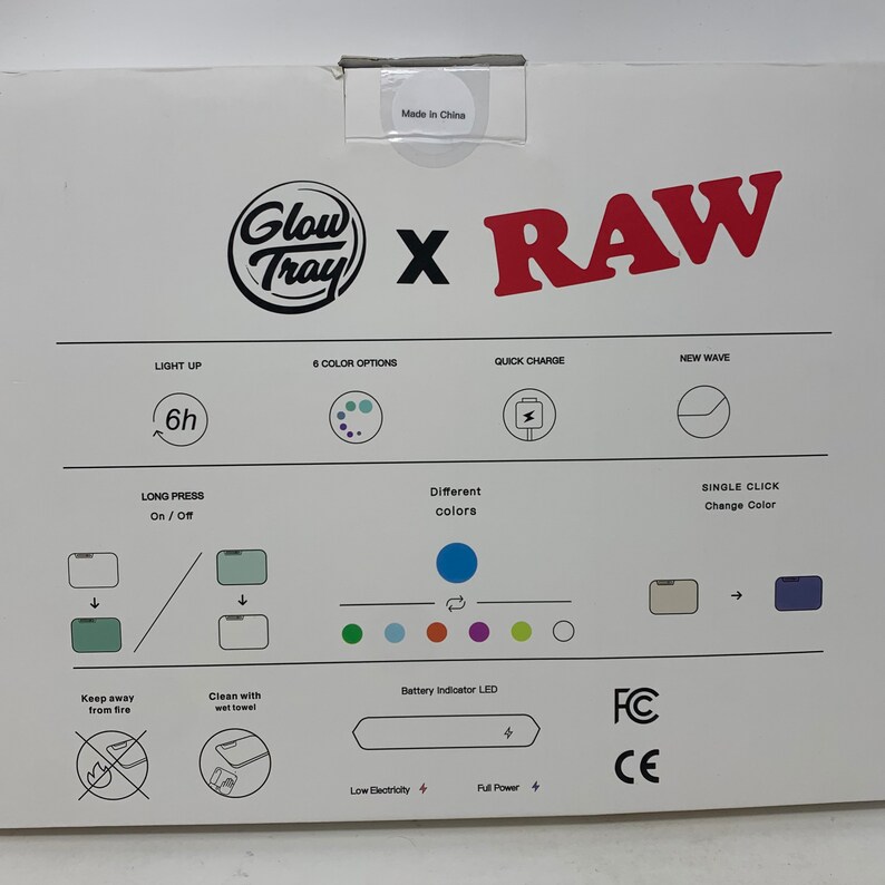 Glow Tray x Raw White LED Rolling Tray Featuring 7 Different Etsy