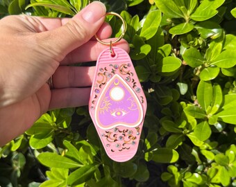 Bling Planchette Sun Moon Eye motel key keychain cute pink keychain rhinestone retro gift FREE SHIPPING