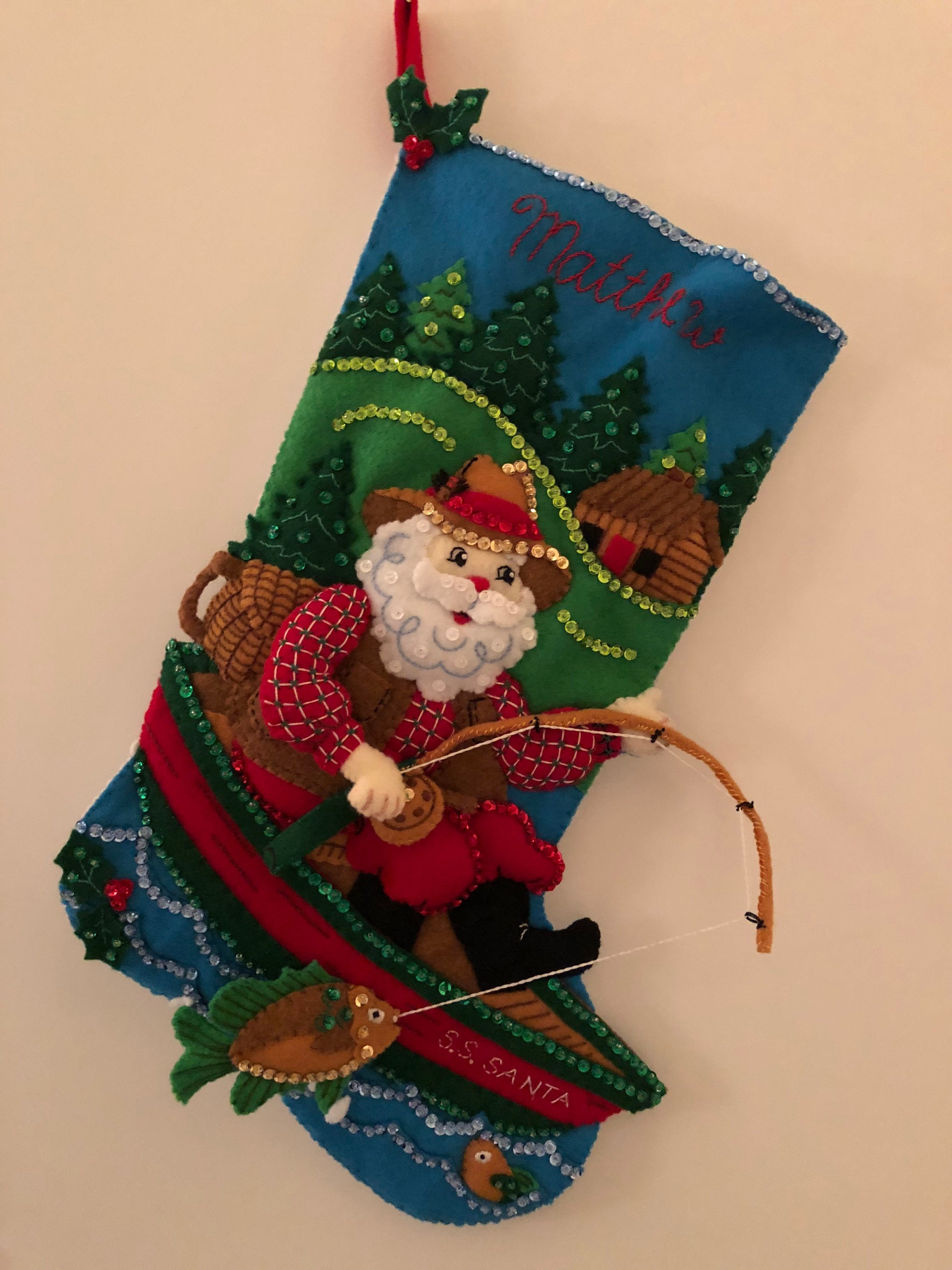 Fishing Santa Stocking 