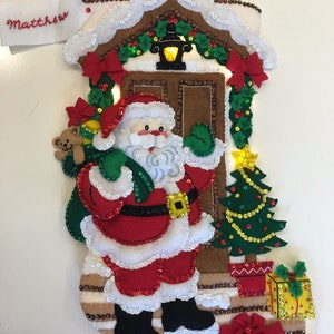 Santa Felt Stocking- LIGHTS UP!