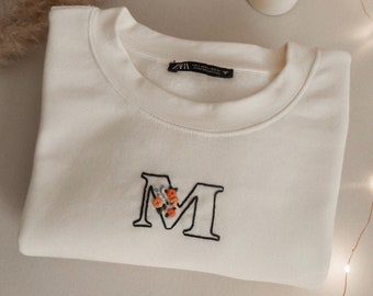 Personalized Hand Embroidered Sweatshirt. Custom Made Pullover. Hand Embroidered Initial/ Letter Sweatshirt.