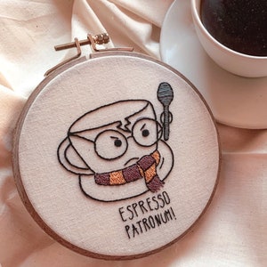 Hand Embroidery Pattern. Espresso Lover Hand Embroidery Template. Funny Hand Embroidery Pattern. Instant Download. image 2