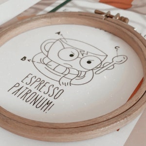 Hand Embroidery Pattern. Espresso Lover Hand Embroidery Template. Funny Hand Embroidery Pattern. Instant Download. image 4