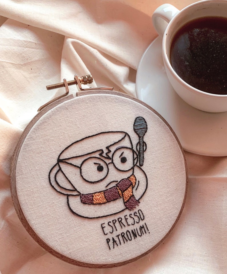 Funny Hand Embroidery Pattern Espresso Lover Hand Embroidery Template Hand Embroidery Pattern Instant Download.