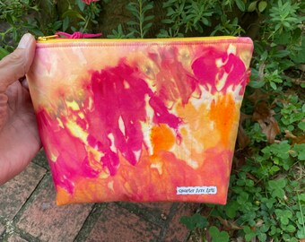 Bolsa con cremallera teñida con hielo: bolsa de maquillaje de algodón, bolsa pequeña para proyectos