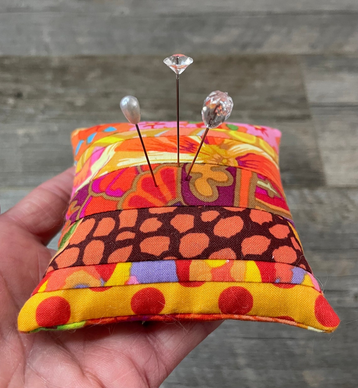 Patch Work Accessory Kaffe Fassett Scrappy Pincushion: Handmade Patchwork Quilting Accessory ...