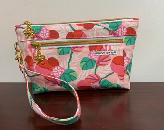 Devon Pouch Wristlet Purse for Women, Zipper Clutch Purse, Double Zipper Pouch, Flower Lovers Gift, Small Purse Wristlet, Clutch Handbag