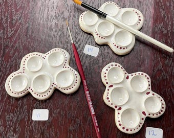 Handmade Ceramic Watercolor Palette: Small Travel Palette with Wells