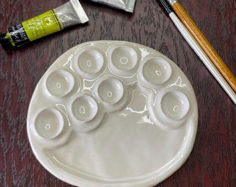 Small Watercolor Palette, Ceramic Paint Palette, Handmade Clay Art Palette, Artist Palette, Gift for Artists, White Clay Palette