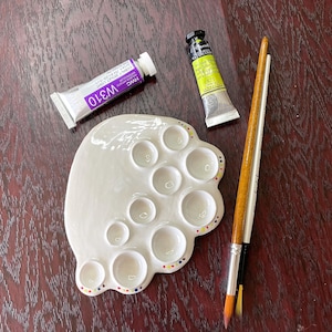 Ceramic Paint Palette, Watercolor Palette, Small Handmade Clay Artist Palette, Gift for Artists and Crafters, Ceramic Gouache Palette