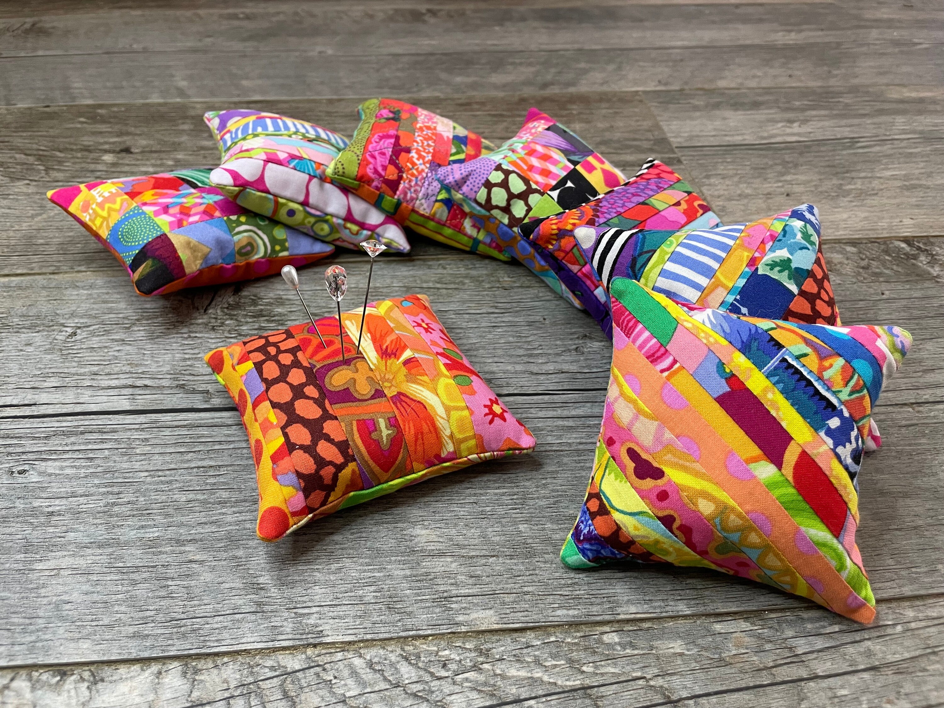 Patch Work Accessory Kaffe Fassett Scrappy Pincushion: Handmade Patchwork Quilting Accessory ...