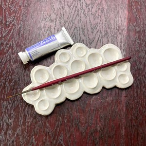 White Ceramic Paint Palette, Watercolor Palette, Small Handmade Clay Artist Palette, Gift for Artists and Crafters, Ceramic Gouache Palette
