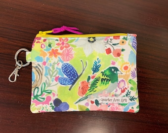 Floral Print Small Zipper Pouch: Perfect for Key Chains, Coin Purses, Mask Pouches, Gift Card Wallets, Golf Tee Holders