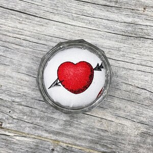 Heart Pincushion, Salt Cellar Pin Cushion, Sewing Room Decor, Heart Pins, Love Gifts for Her, Pin Cushion Handmade, Small Pincushion image 4