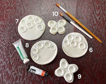 Travel Paint Palette, Plein Air Watercolor Palette, Tiny Handheld Palette, Artist Palette, Palette for Mixing Paints, White Ceramic Palette