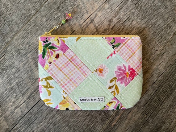 Floral Patchwork Coin Purse Wallet With Zipper Small Zipper 