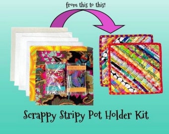 DIY Pot Holder Kit, Kaffe Fassett Potholder Kit, Make Your Own Pot Holder, Unique Gift For Quilters and Crafters, DIY Sewing Project