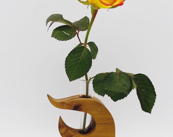 Wooden vase with test tube made of robinia wood