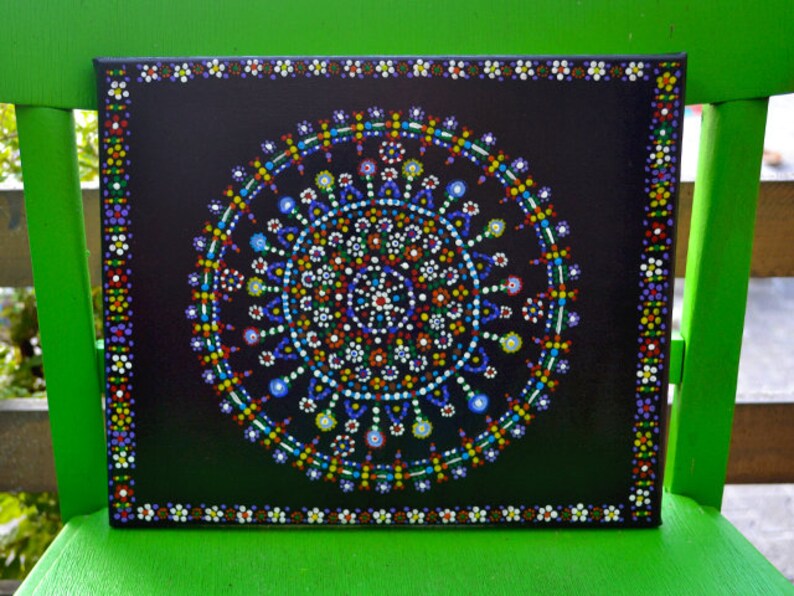 Gemaltes Mandala auf Leinwand Bild 2