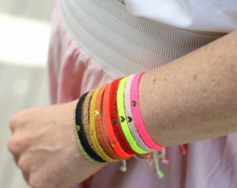 Armband/Glück/Herz/Glücksbringer/blau/grün/Silber/naturleinen/gold/schwarz/kupfer/senf/neongelb/pink/rot/rosa/