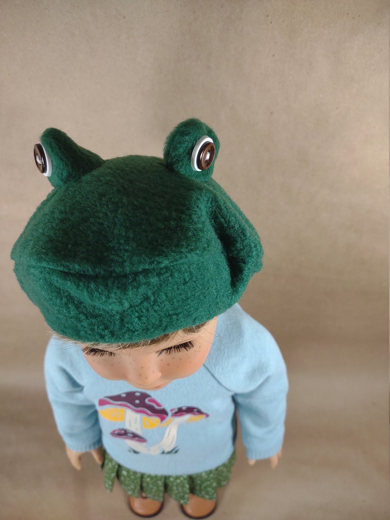 Dark Green Frog Beret for 18 inch dolls image 7