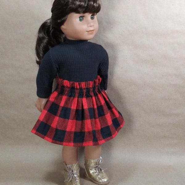 Holiday paper bag skirt for 18 inch doll