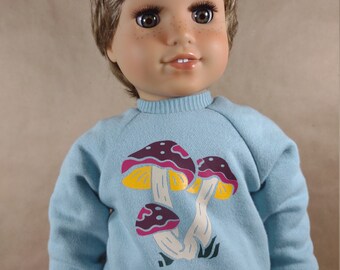 Light Blue Raglan Sleeve Sweat Shirt. Fits 18 inch doll.