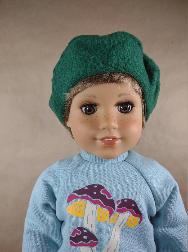 Dark Green Frog Beret for 18 inch dolls image 3