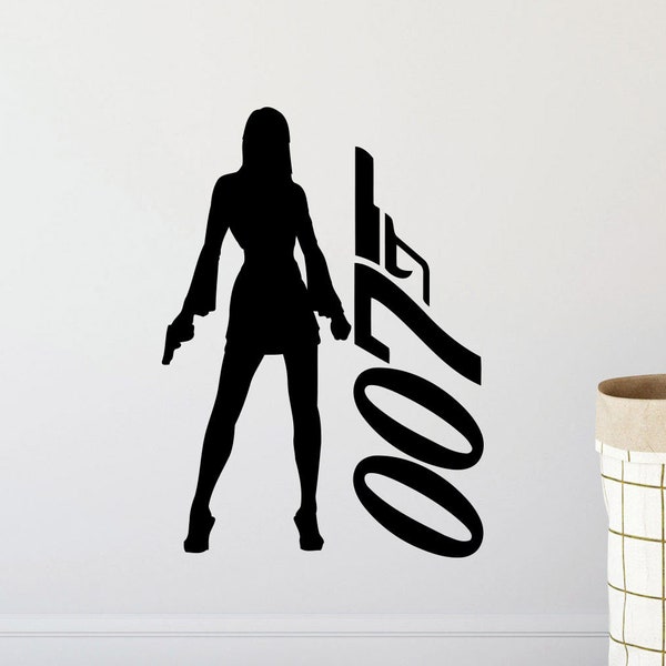 Bond Girl Wall Decal Agent 007 Sign James Bond Gifts Girl Room Poster Vinyl Sticker Teen Playroom Decor Children Wall Art Print x741